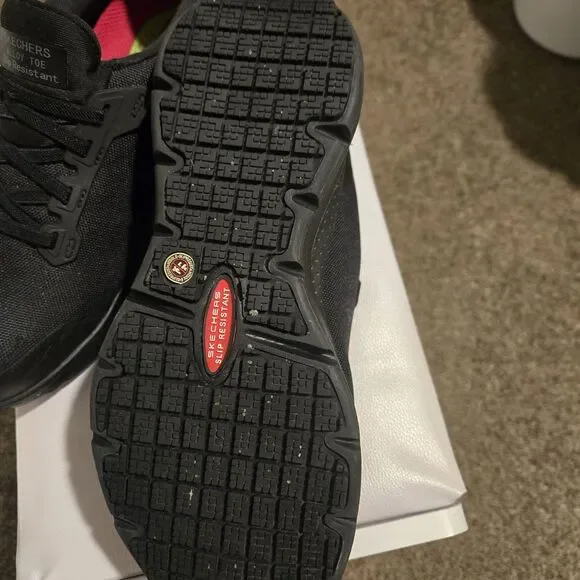 Skechers Shoe Women Size 6.5 Leslie Arch Fit Alloy Toe Work Black Slip Resistant - Picture 4 of 5